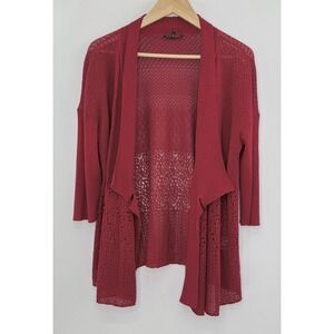 Eileen Fisher Women's Open Front Silk Blend Knit Lightweight‎ Sweater Sz L Boho